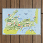 Map of Northern Michigan - Pasty Tour in Blue Outdoor Rug Gallery Image 1