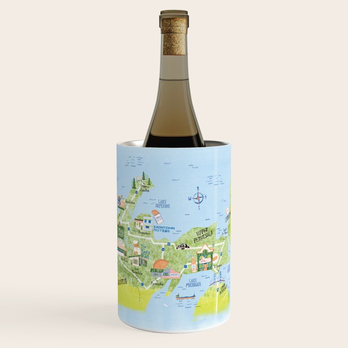 Map of Northern Michigan - Pasty Tour in Blue Wine Chiller Gallery Image 1