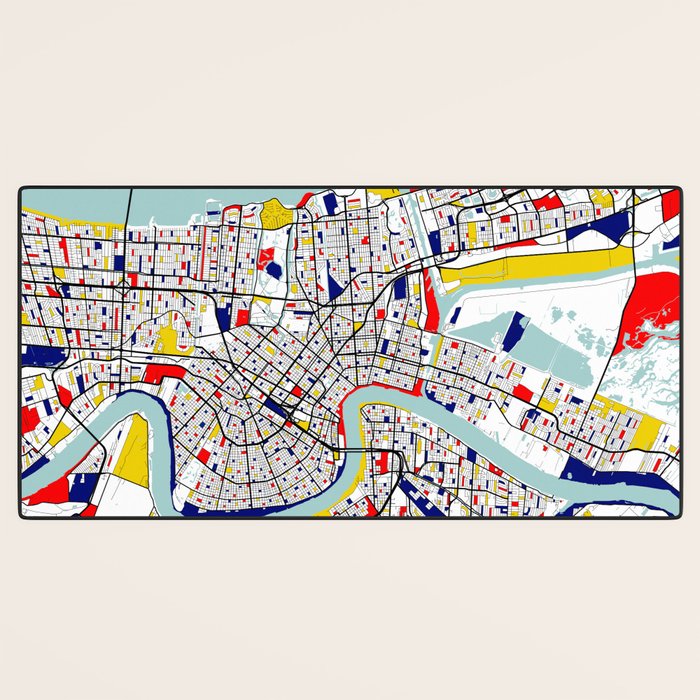 New Orleans, Louisiana City Map - Mondrian Desk Mat Gallery Image 3