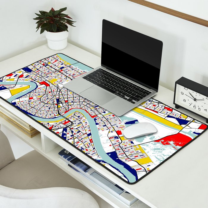 New Orleans, Louisiana City Map - Mondrian Desk Mat Gallery Image 2