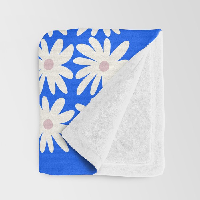 Daisies in Blue Throw Blanket Gallery Image 3