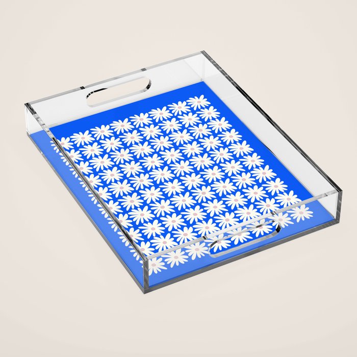 Daisies in Blue Acrylic Tray Gallery Image 1