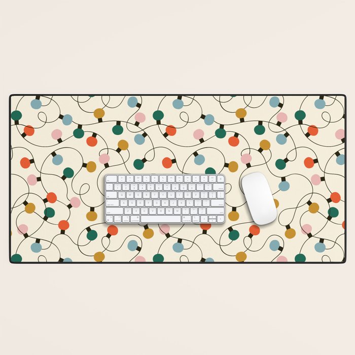 Vintage christmas lights art pattern Desk Mat Gallery Image 1