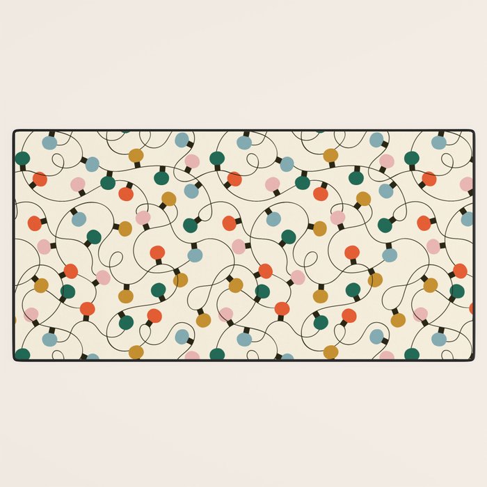 Vintage christmas lights art pattern Desk Mat Gallery Image 3
