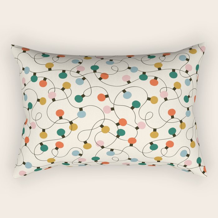 Vintage christmas lights art pattern Rectangular Pillow Gallery Image 1