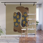 Cowgirl Boots â Teal & Yellow Wall Mural Gallery Image 1