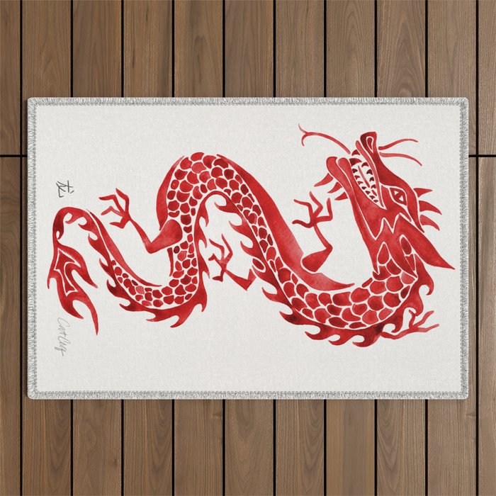 Chinese Dragon - Crimson Palette Outdoor Rug Gallery Image 1