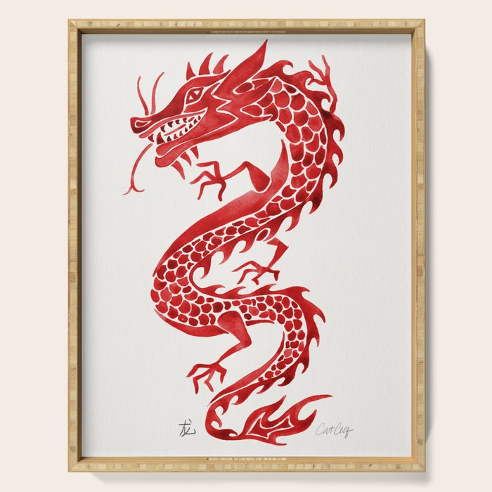 Chinese Dragon - Crimson Palette Serving Tray Gallery Image 1