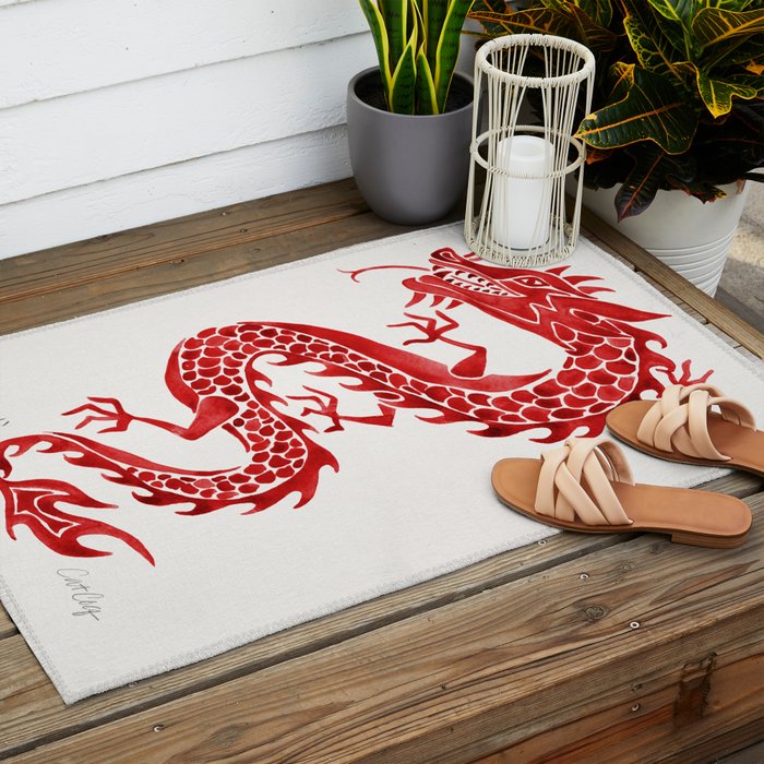 Chinese Dragon - Crimson Palette Outdoor Rug Gallery Image 2