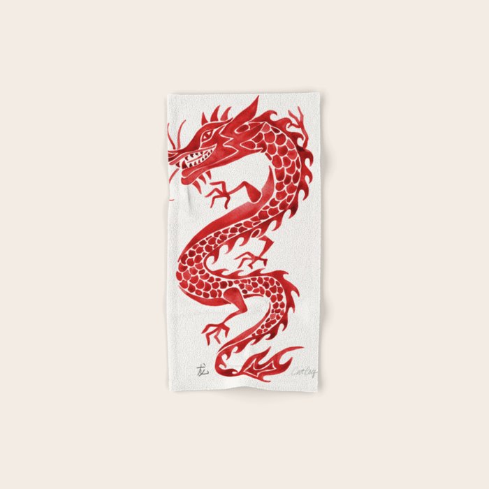 Chinese Dragon - Crimson Palette Bath Towel Gallery Image 1