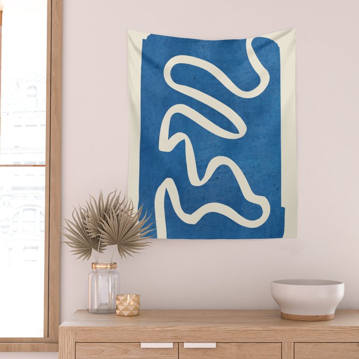 abstract minimal 31 Blue Wall Tapestry Gallery Image 2