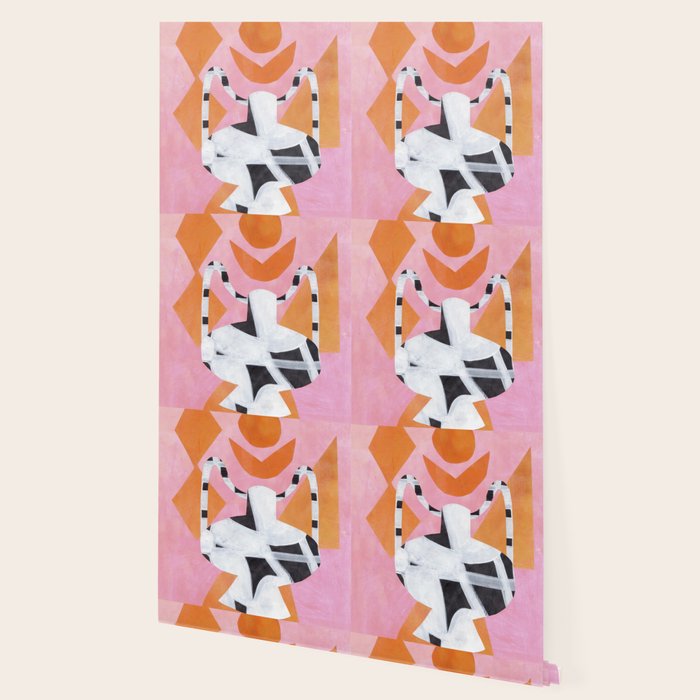 Pink And Orange Checkered Urn Vase Wallpaper Gallery Image 2