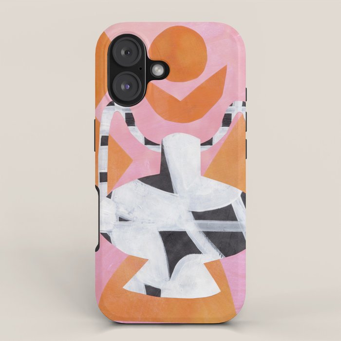 Pink And Orange Checkered Urn Vase iPhone Case Gallery Image 1