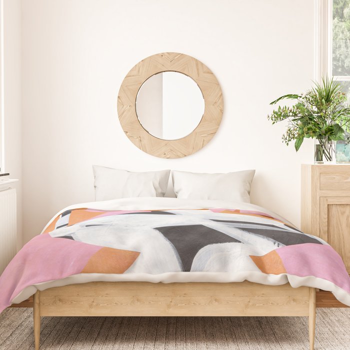 Pink And Orange Checkered Urn Vase Duvet Cover Gallery Image 3