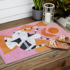 Pink And Orange Checkered Urn Vase Outdoor Rug Gallery Image 2