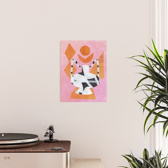 Pink And Orange Checkered Urn Vase Poster Gallery Image 2
