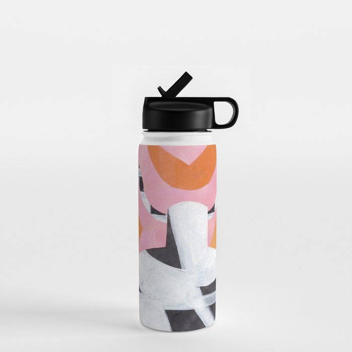 Pink And Orange Checkered Urn Vase Water Bottle Gallery Image 1