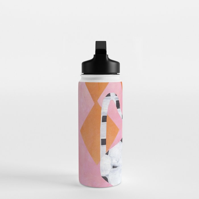 Pink And Orange Checkered Urn Vase Water Bottle Gallery Image 3