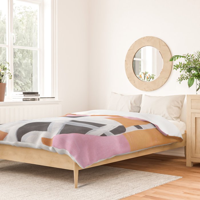 Pink And Orange Checkered Urn Vase Duvet Cover Gallery Image 2