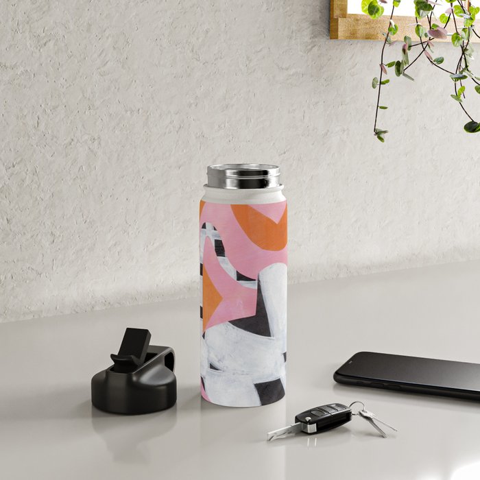 Pink And Orange Checkered Urn Vase Water Bottle Gallery Image 4