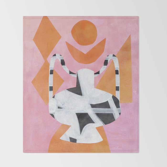 Pink And Orange Checkered Urn Vase Throw Blanket Gallery Image 2