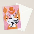 Pink And Orange Checkered Urn Vase Stationery Card Gallery Image 2