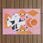 Pink And Orange Checkered Urn Vase Outdoor Rug Gallery Image 1
