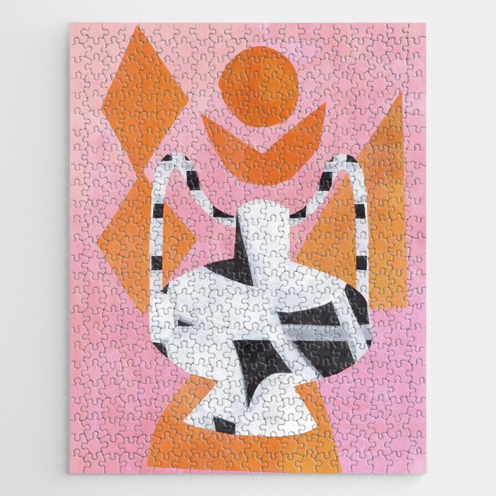 Pink And Orange Checkered Urn Vase Jigsaw Puzzle Gallery Image 1