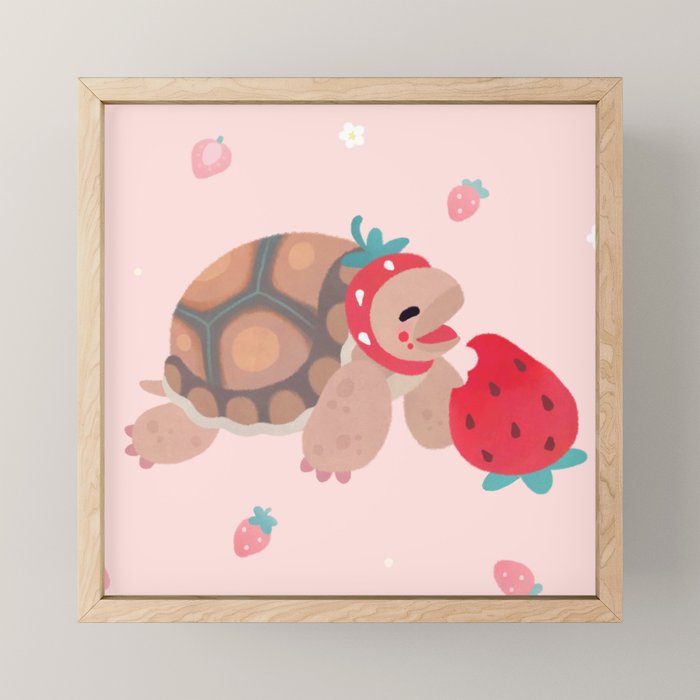 Tortoises love strawberries Mini Art Print Gallery Image 1