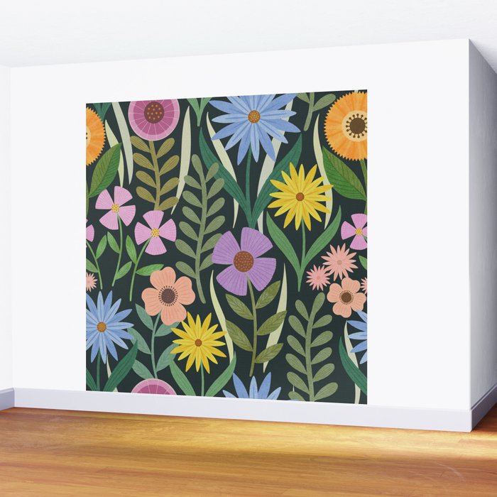 Wildflower Garden - Dark Wall Mural Gallery Image 2