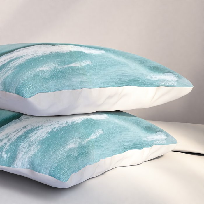 Dream Beach - Aerial Photography of Pink and Turquoise Coast Pillow Sham Gallery Image 3