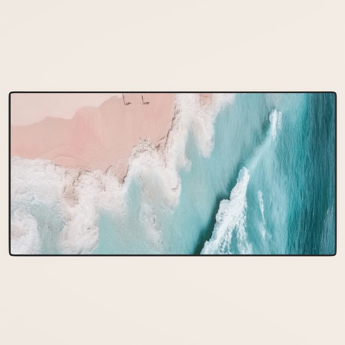 Dream Beach - Aerial Photography of Pink and Turquoise Coast Desk Mat Gallery Image 3