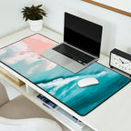 Dream Beach - Aerial Photography of Pink and Turquoise Coast Desk Mat Gallery Image 2