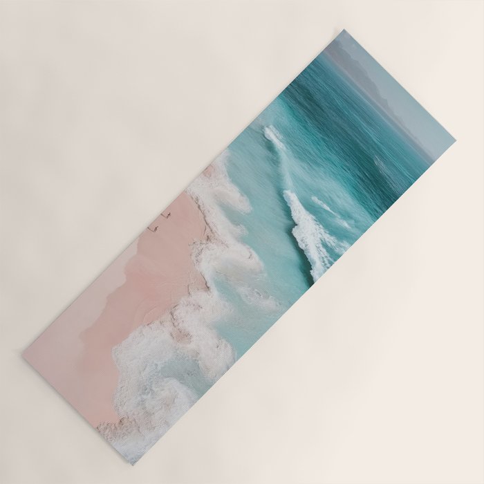 Dream Beach - Aerial Photography of Pink and Turquoise Coast Yoga Mat Gallery Image 1