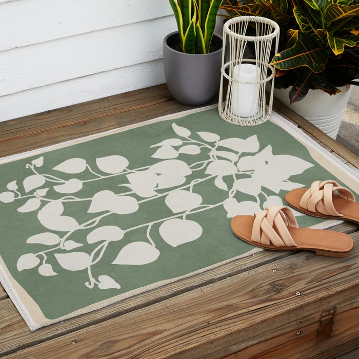 Minimal Abstract Leaves 16 Outdoor Rug Gallery Image 2