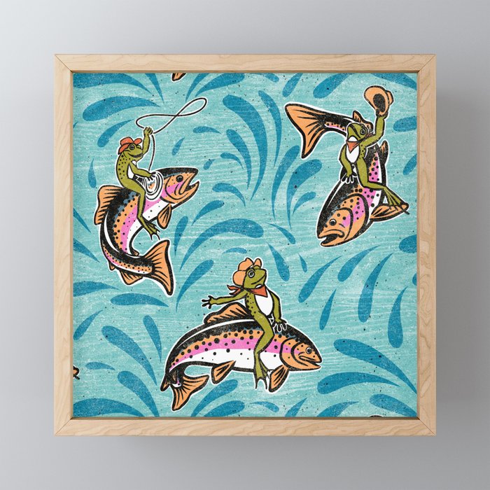 Rodeo Frogs - Aqua Mini Art Print Gallery Image 1