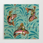 Rodeo Frogs - Aqua Wood Wall Art Gallery Image 1