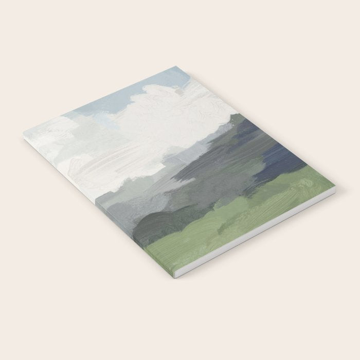 New Beginnings - Sky Blue and Forest Green Rural Country Farm Land Nature Abstract Painting Art Notebook Gallery Image 2