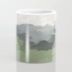 New Beginnings - Sky Blue and Forest Green Rural Country Farm Land Nature Abstract Painting Art Coffee Mug Gallery Image 4