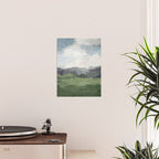 New Beginnings - Sky Blue and Forest Green Rural Country Farm Land Nature Abstract Painting Art Poster Gallery Image 2