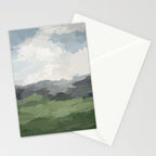 New Beginnings - Sky Blue and Forest Green Rural Country Farm Land Nature Abstract Painting Art Stationery Card Gallery Image 2