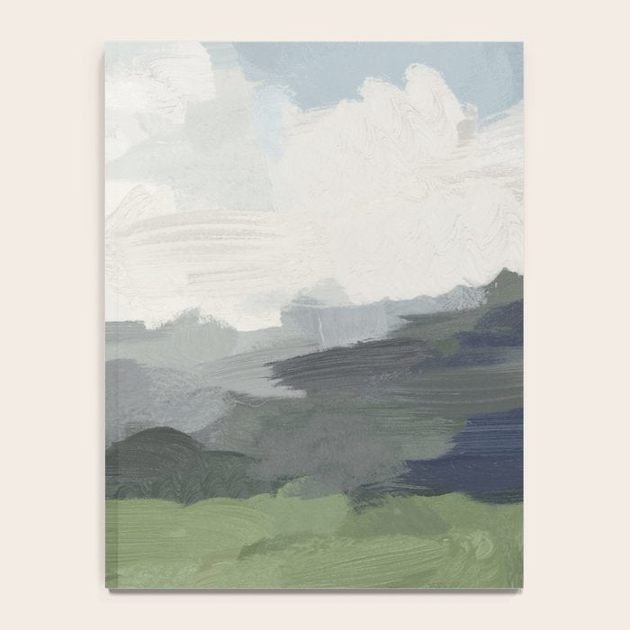 New Beginnings - Sky Blue and Forest Green Rural Country Farm Land Nature Abstract Painting Art Notebook Gallery Image 4