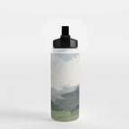 New Beginnings - Sky Blue and Forest Green Rural Country Farm Land Nature Abstract Painting Art Water Bottle Gallery Image 2