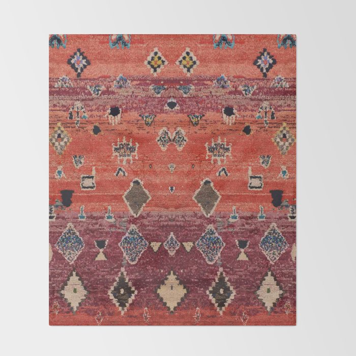 Traditional Oriental Moroccan Rug Design Throw Blanket Gallery Image 2
