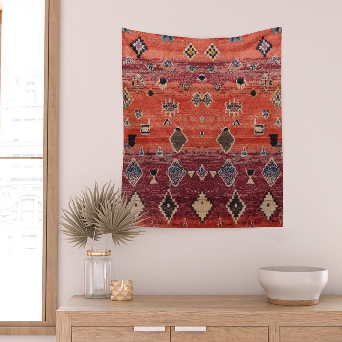 Traditional Oriental Moroccan Rug Design Wall Tapestry Gallery Image 2