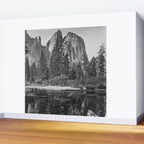 Cathedral Rocks and Reflections, Yosemite black and white photograph by Charles Leander Weed Wall Mural Gallery Image 2