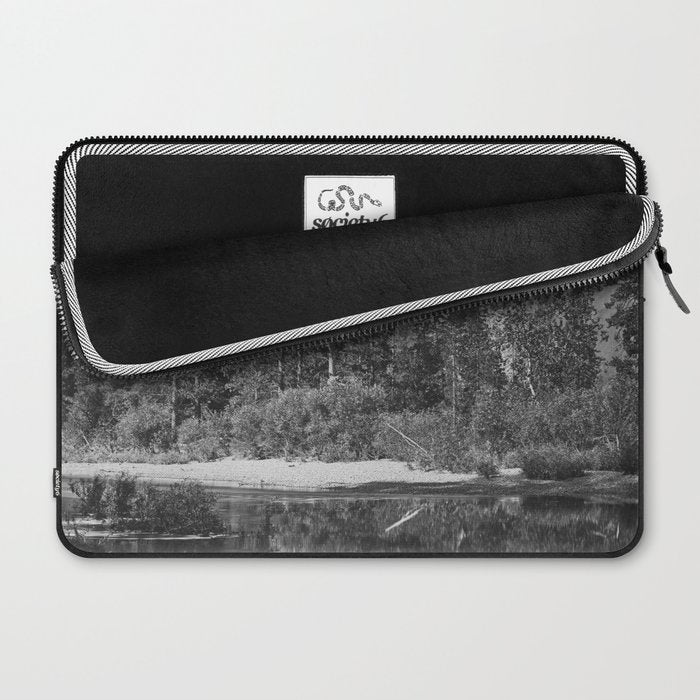 Cathedral Rocks and Reflections, Yosemite black and white photograph by Charles Leander Weed Laptop Sleeve Gallery Image 2