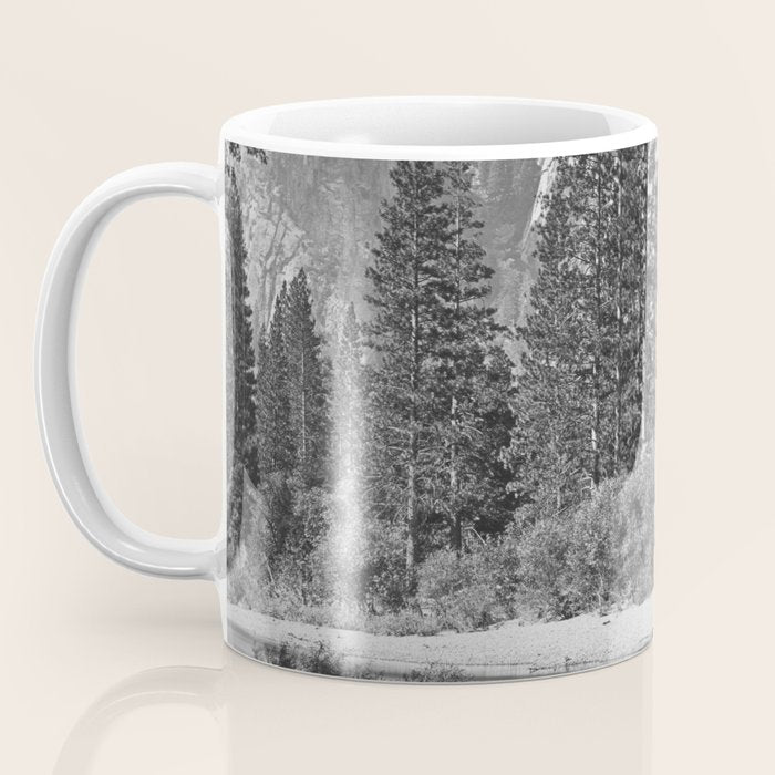 Cathedral Rocks and Reflections, Yosemite black and white photograph by Charles Leander Weed Coffee Mug Gallery Image 3