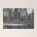 Cathedral Rocks and Reflections, Yosemite black and white photograph by Charles Leander Weed Welcome Mat Gallery Image 1