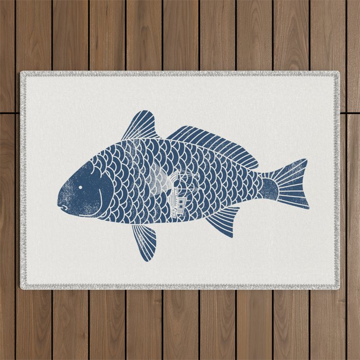 Fishing in a fish 2 Outdoor Rug Gallery Image 1
